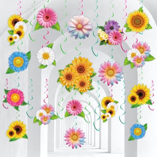 PATPAT® 24pcs Spring Hanging Decorations for Home - Flower Butterfly Hanging Swirls with Led Lights for Spring Summer Easter Flower Butterfly Themed Birthday Party Decor PATPAT® 24pcs Spring Hanging Decorations for Home - Flower Butterfly Hanging Swirls with Led Lights for Spring Summer Easter Flower Butterfly Themed Birthday Party Decor